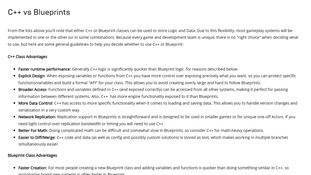 Balancing Blueprint and C++
